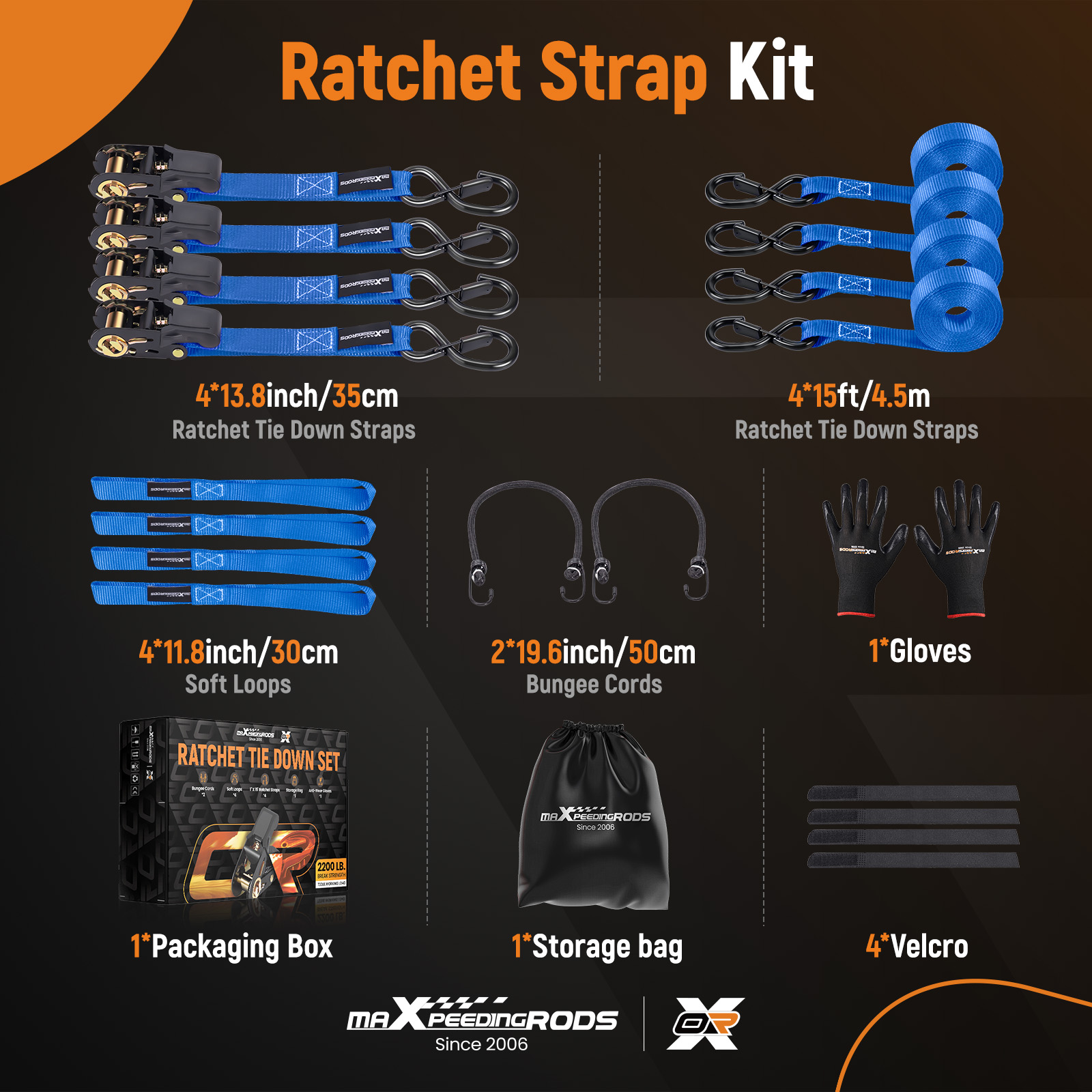 Ratchet Tie-Down Strap Set 4
