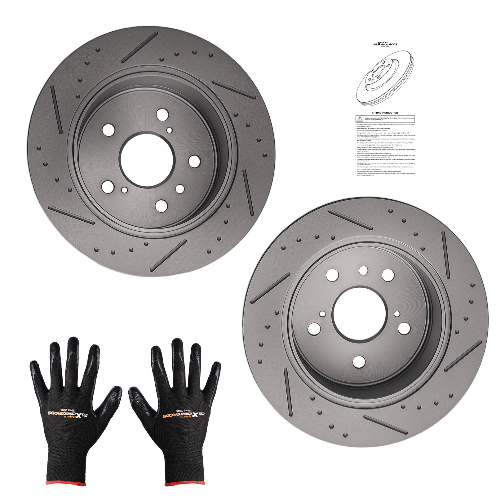 Rear Left & Right Brake Rotors Set S-31433 6